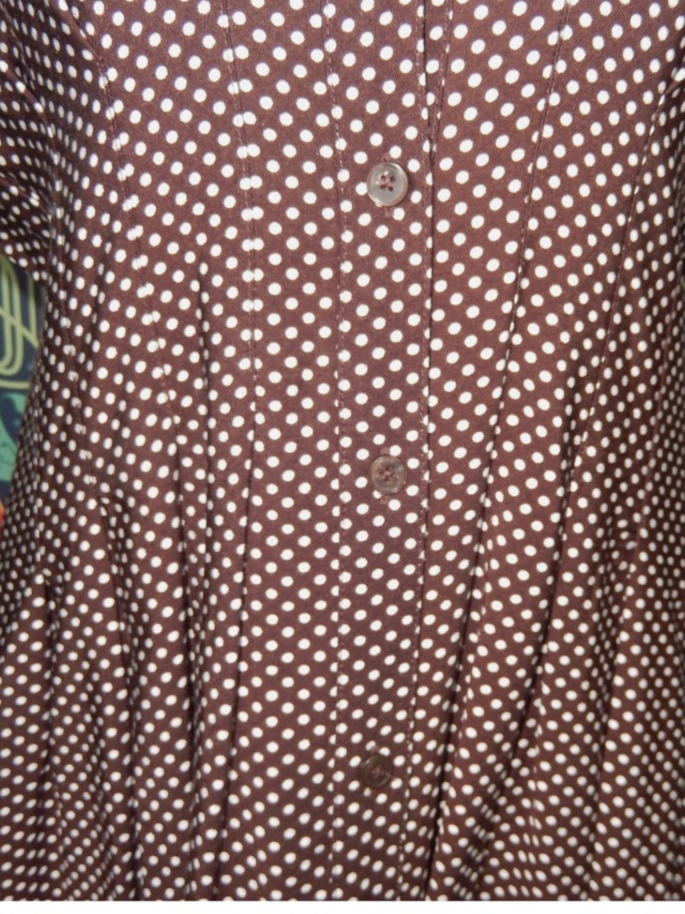 Loft Brown White Polka Dot Pindot Pleated Midi Shirtdress New S - Picture 7 of 9